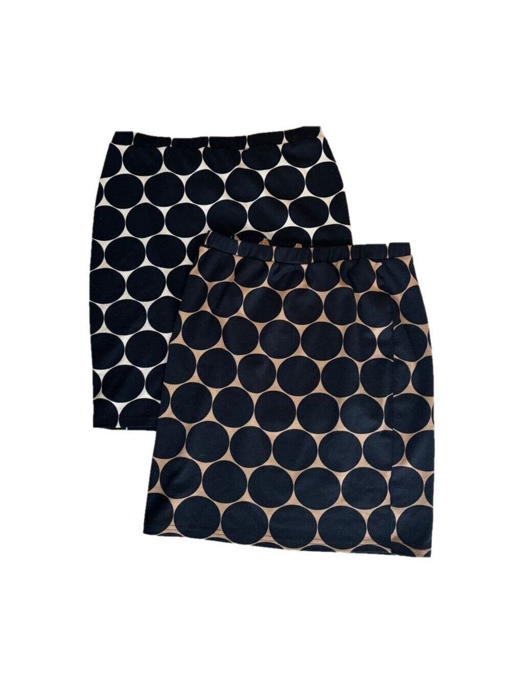 Set of 2! Bobeau Polka Dot Women's Skirt - Black and Tan